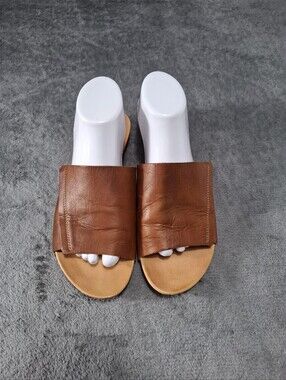 Miz Mooz Brown Leather Slide Womens Sandals Aurelia Brandy Sz 9
